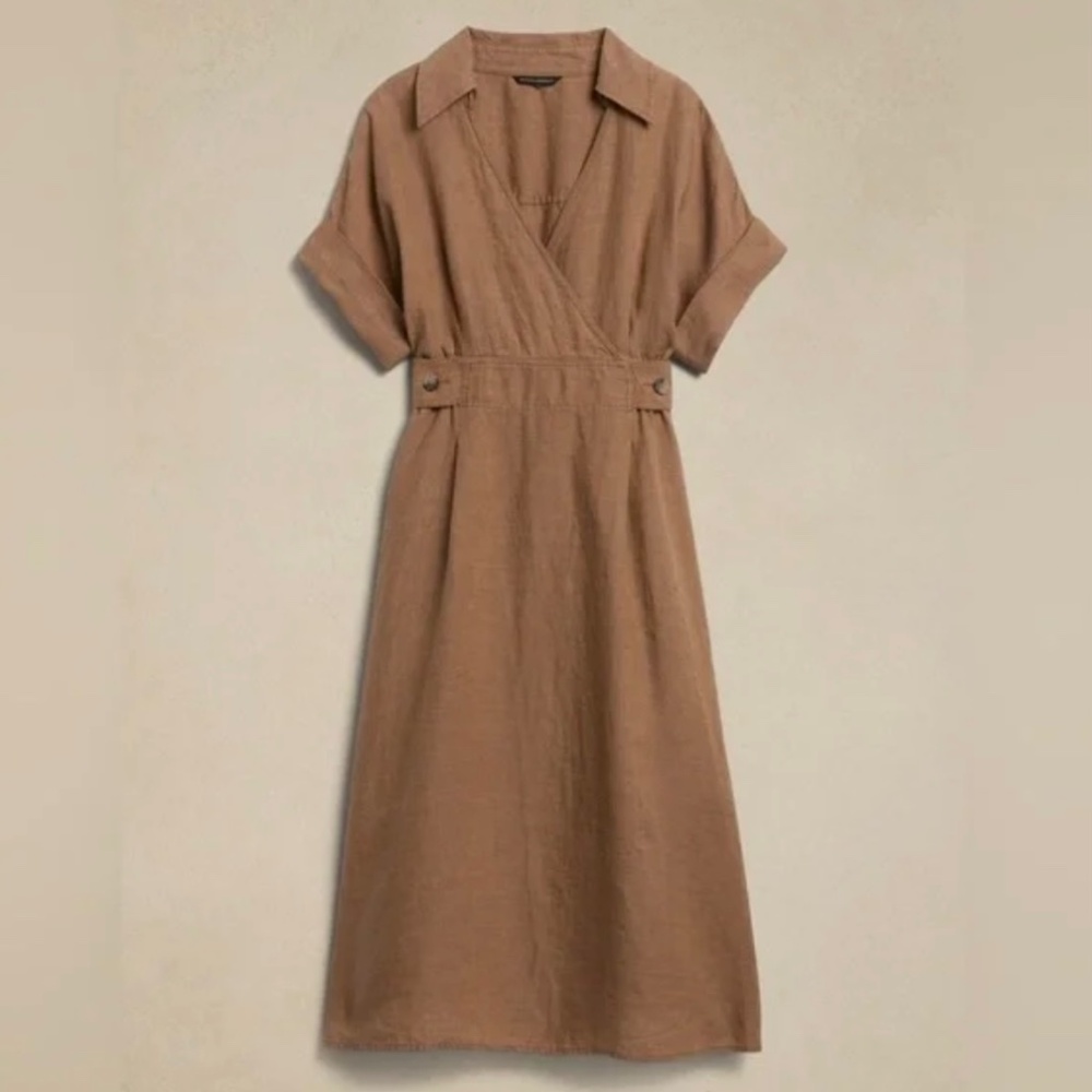 BANANA REPUBLIC Sedona Linen Dress, Camel / Tan, Size XS/S